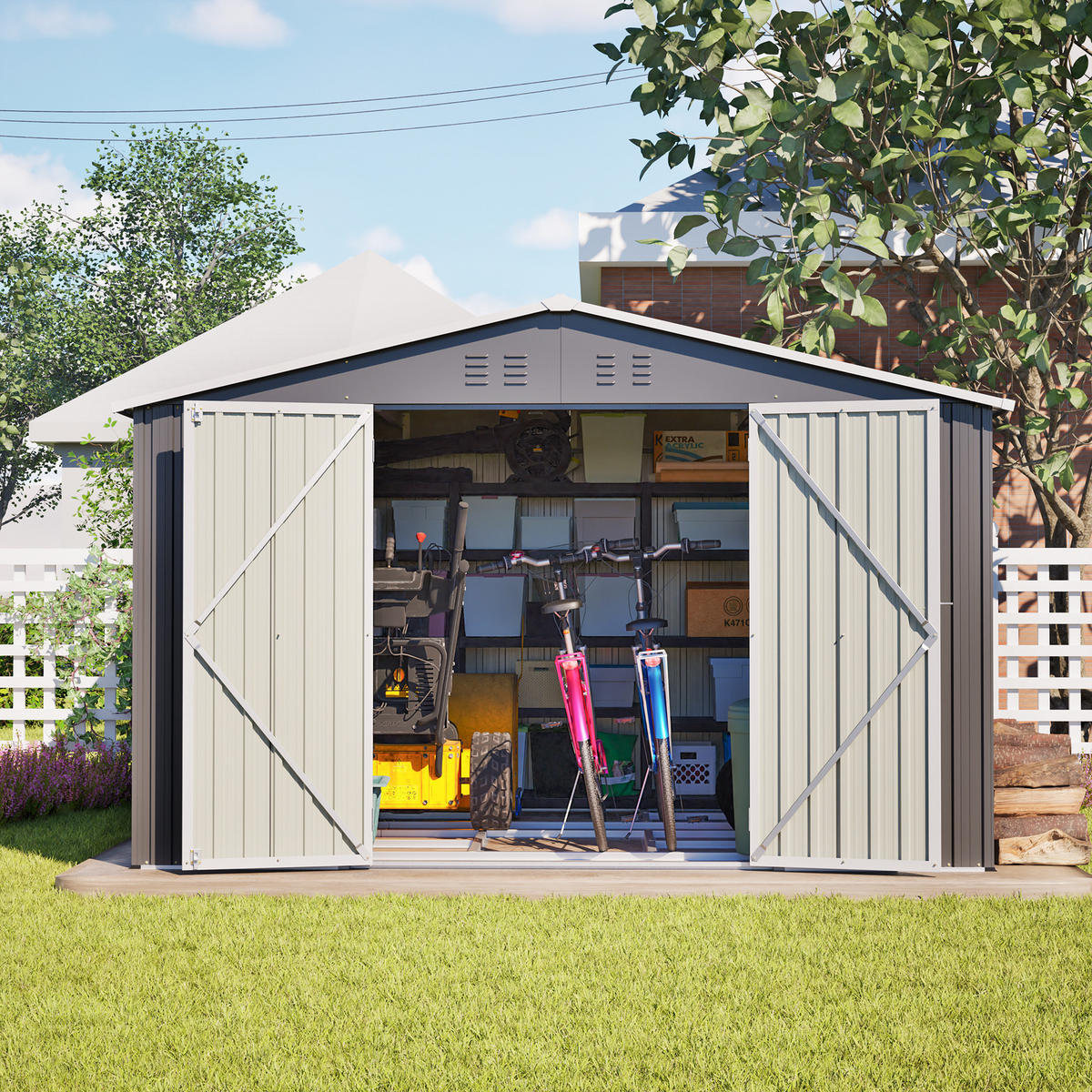 GERÄTESCHUPPEN METALL XXXL 300x252x191 cm Grau - Grau, Metall (252/191/300cm) - ComfortXL