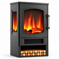 ȘEMINEU Negru electric cu încălzire 1800 W telecomandă - negru, sticlă/material plastic (44/75/35cm) - Relaxdays