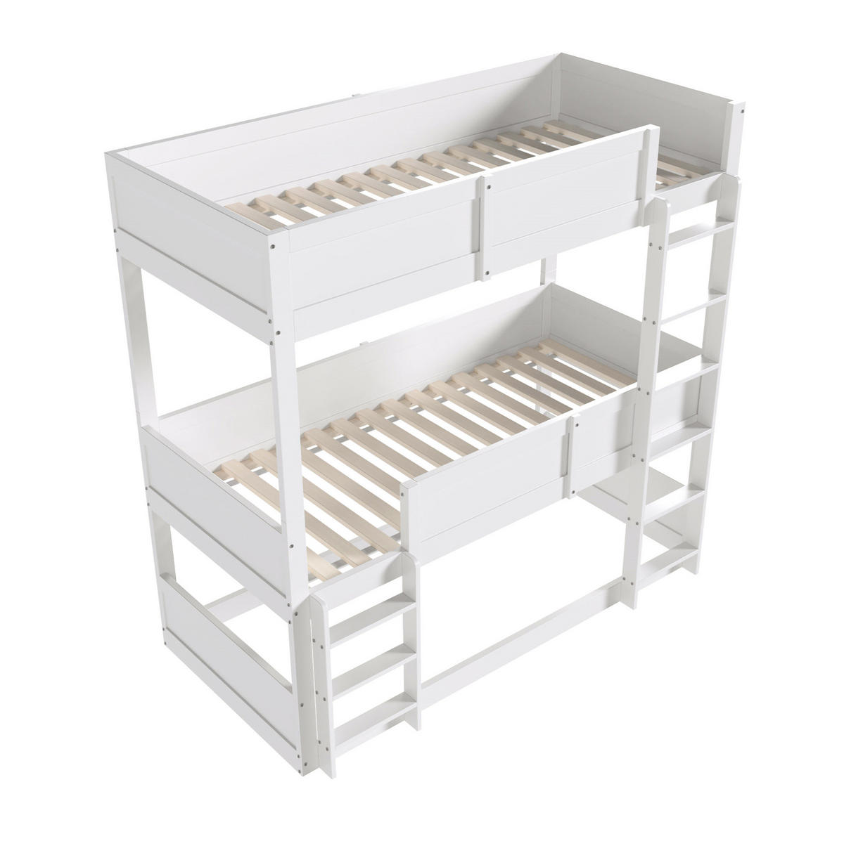 ETAGENBETT 90/200 cm in Weiß aus Holz – modulares Dreibettzimmerbett - Weiß, Holzwerkstoff (90/200cm) - BEAOK