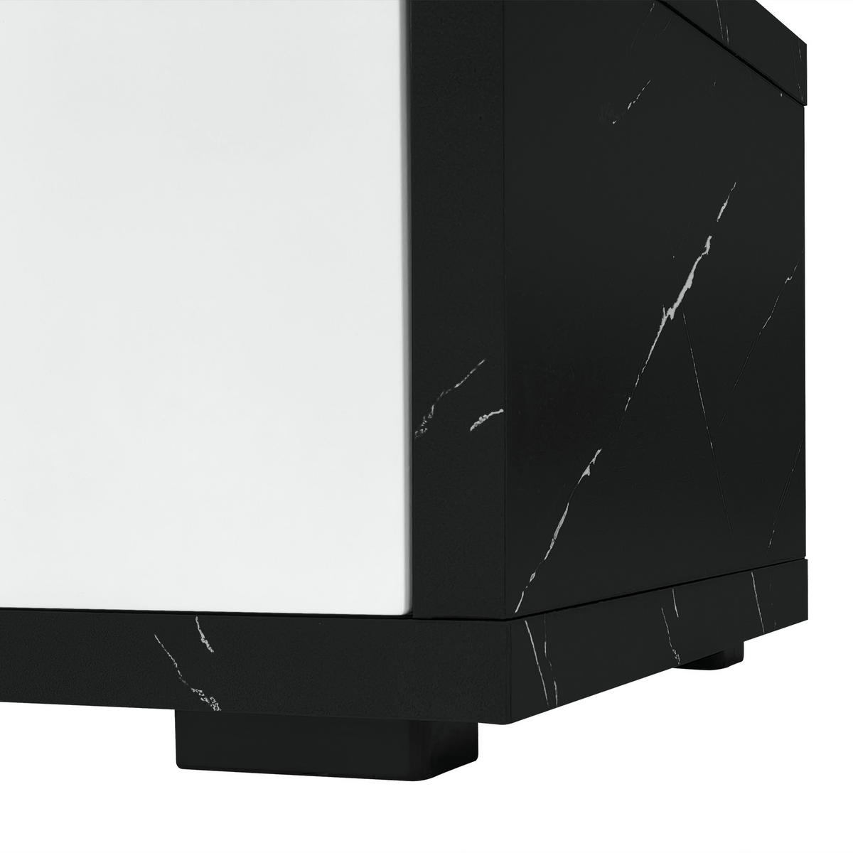 TV-SCHRANK 140-260 cm Marmor, Weiß, Gold - Schwarz/Weiß, Holzwerkstoff (40/30/140cm) - Raumix