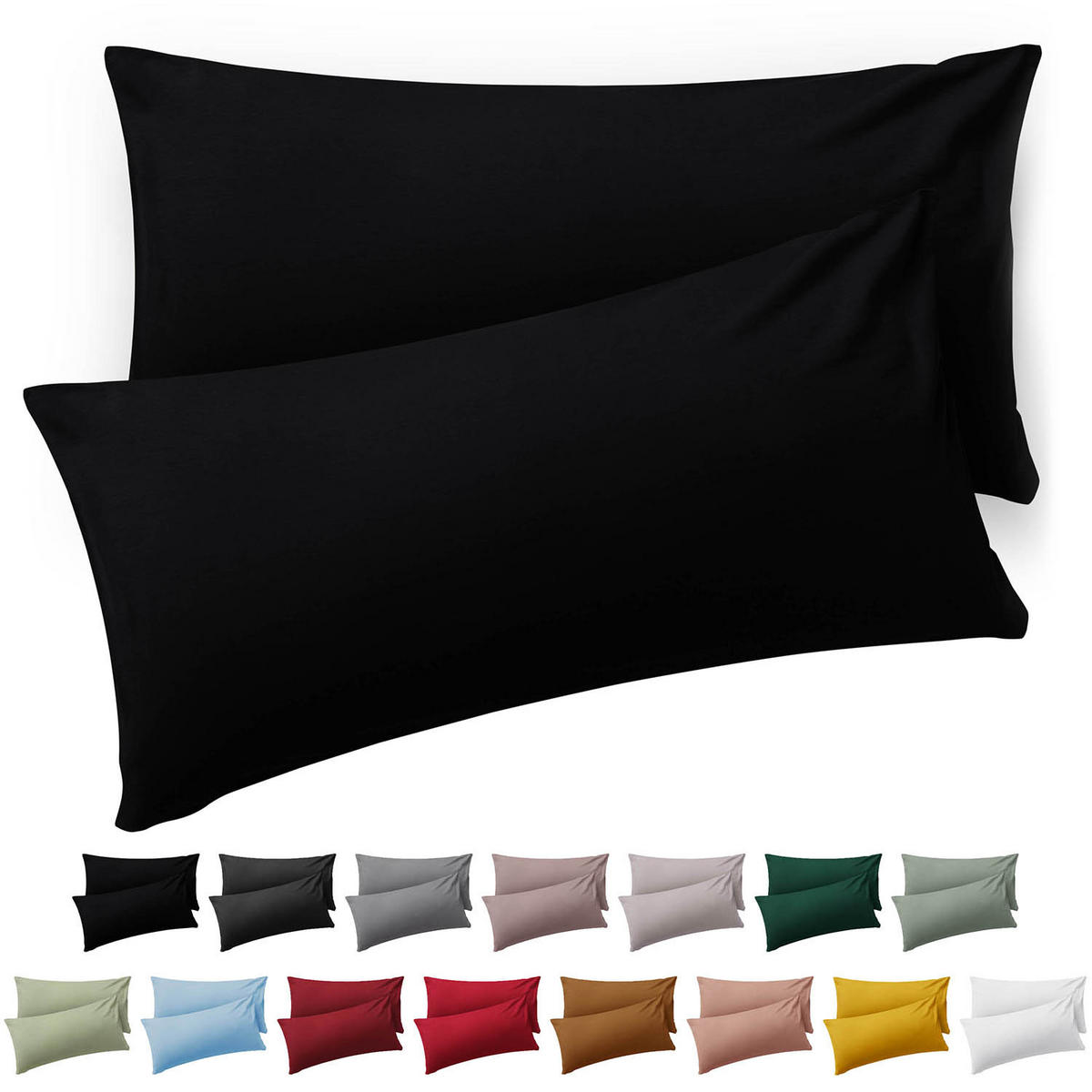 KISSENBEZUG Ellen 40/80 cm, 2er-Set, Schwarz - Schwarz, Textil (80/40cm) - Blumtal