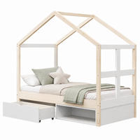 BETT mit Schublade, Schuhschrank und LED 90x190 cm Holzfarben - Braun, Holz (90/190cm) - Meubliv