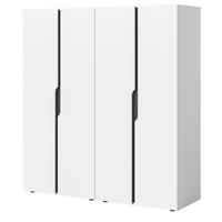 KLEIDERSCHRANK weiß, grau 162 x 176 cm, Drehtürenschrank 4-türig - Schwarz/Weiß, Holzwerkstoff/Kunststoff (162/176/51cm) - Inn.Furn