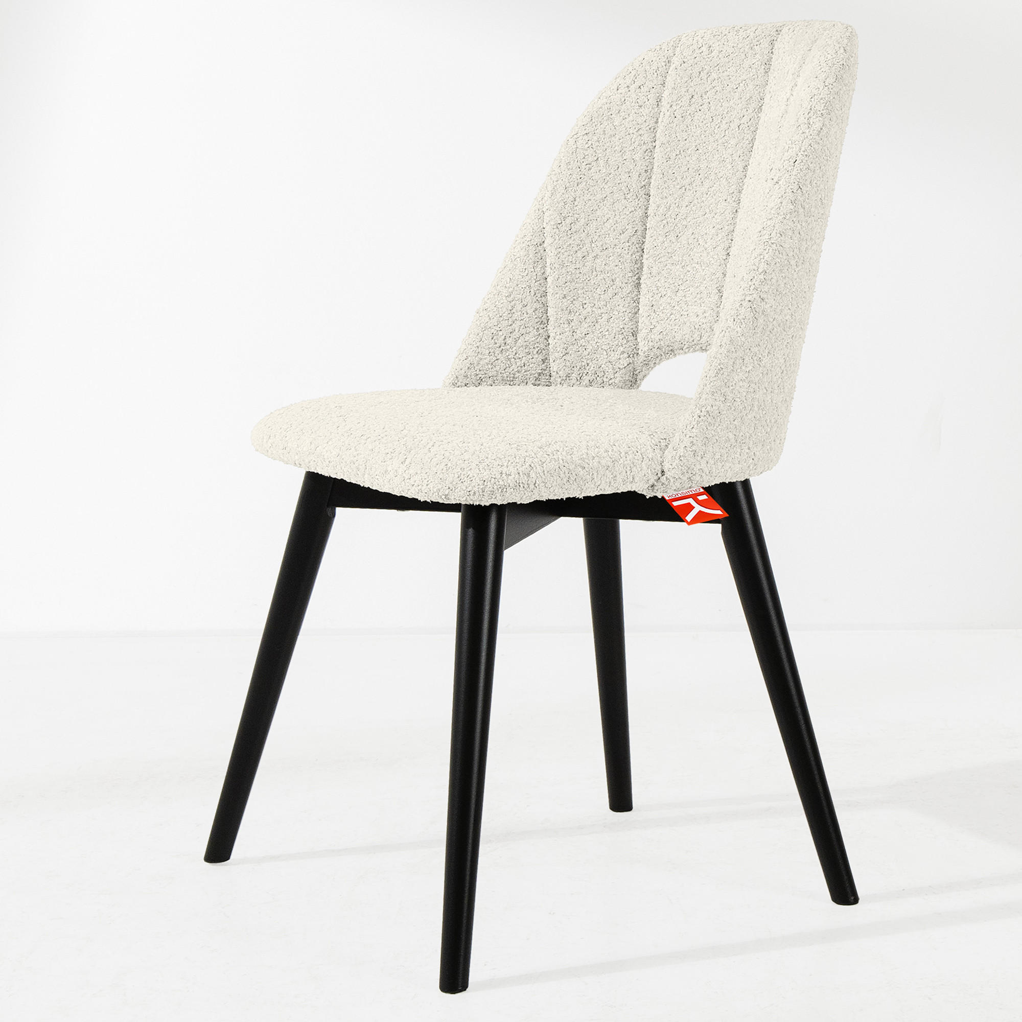 POLSTERSTUHL TINO Wohnzimmerstühl, 2-er Set, Bouclé - Schwarz/Weiß, Holz/Textil (48/86/44cm) - KONSIMO®