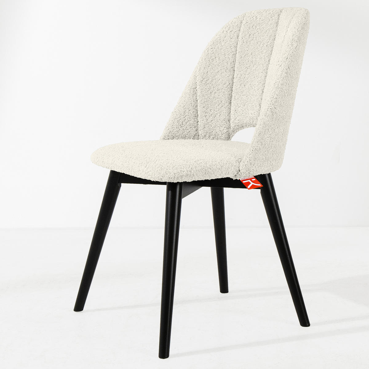 POLSTERSTUHL TINO Wohnzimmerstühl, 2-er Set, Bouclé - Schwarz/Weiß, Holz/Textil (48/86/44cm) - KONSIMO®
