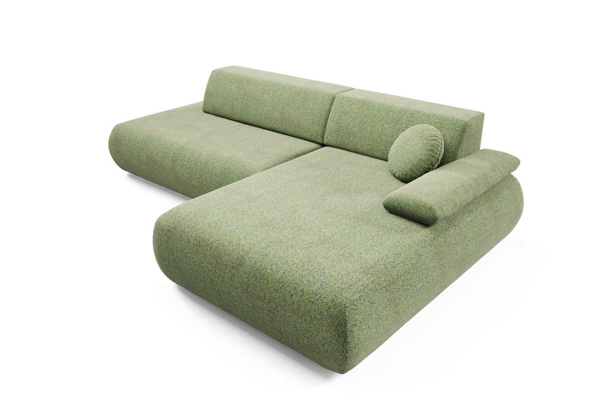 ECKSOFA DELTA R-S Grün Geflochtener Stoff mit Schlaffunktion - Grün, Holz (286/173.5cm) - MASSENO