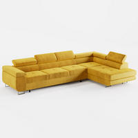 ECKSOFA VEMO NOVA Rechts Gelb Velours-Stoff mit Schlaffunktion und Bettkasten - Gelb, Textil (341/202cm) - Barchello