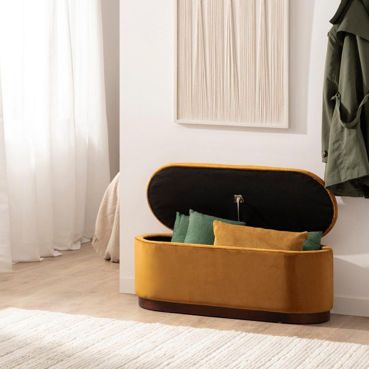 BANK Isola Senf / Gelb 100 cm x 40 cm - Dunkelgelb, Textil (100/40/40cm)