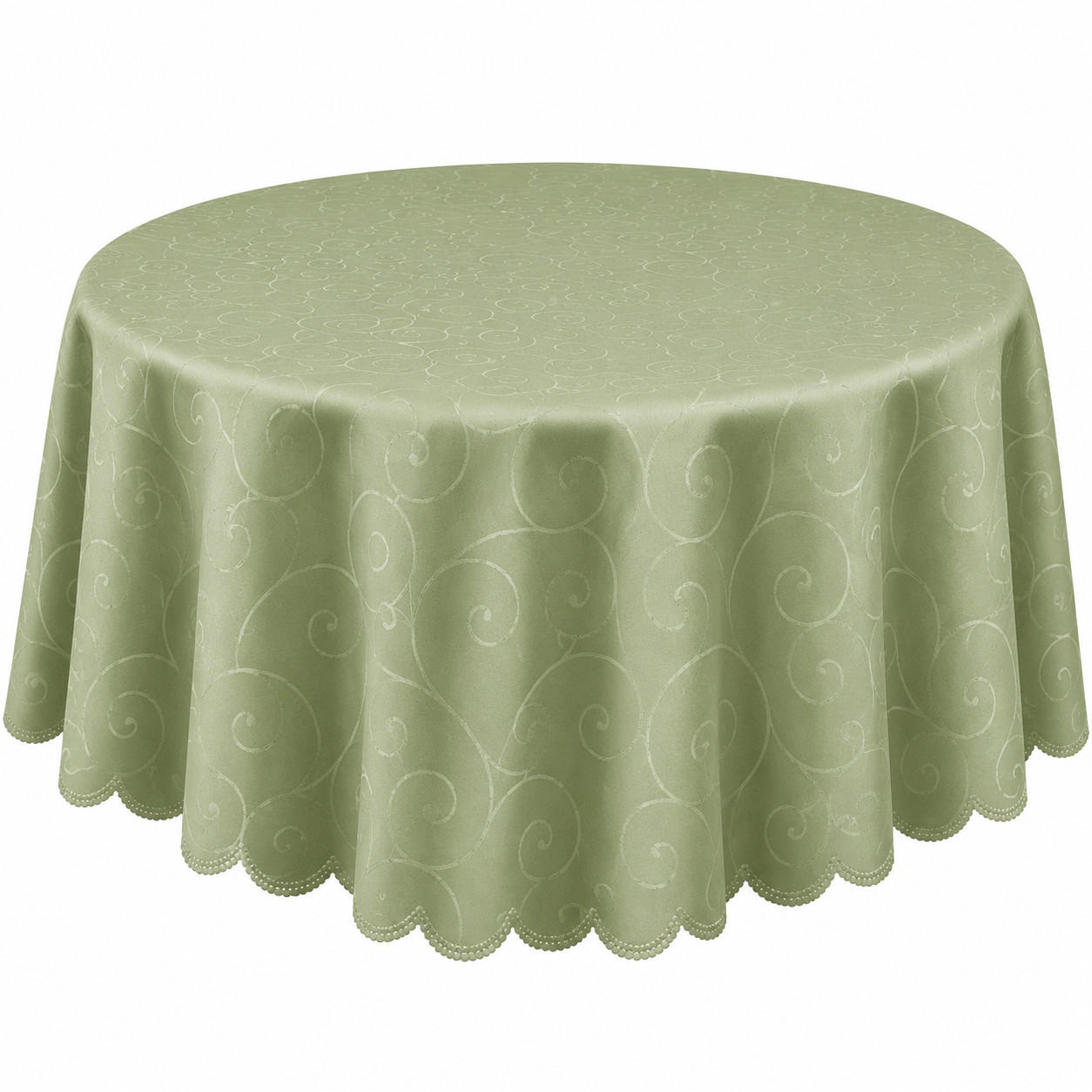 TISCHDECKE 135 cm rund Ornamente Lindgrün - Hellgrün, Textil (135cm) - TiborTex