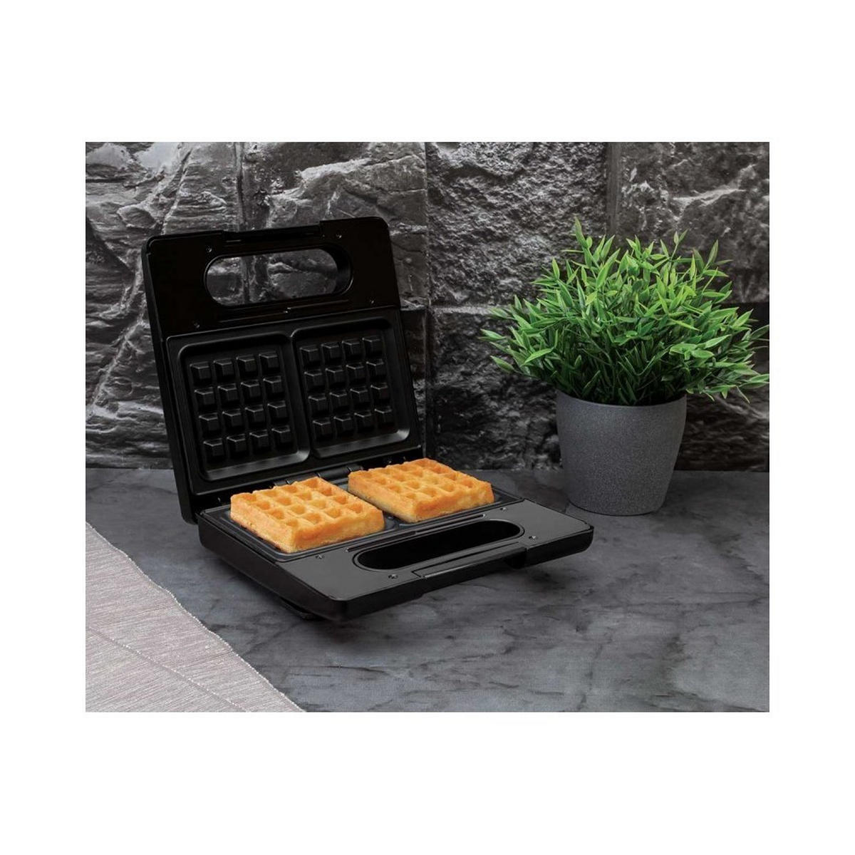 WAFFELEISEN Schwarz 23/9/9 cm BH9146 - Schwarz, Kunststoff (9/9/23cm) - Berlinger Haus