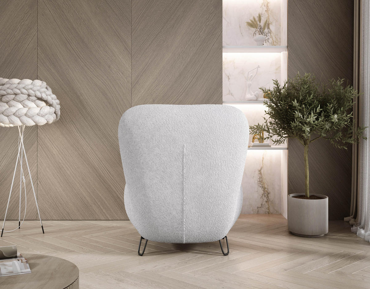 SESSEL LUIS, Skandinavischer Stil – Freistehend, 82×56×82 cm, SILBER - Silberfarben/Schwarz, Holz/Textil (82/82/66cm) - DomoHome