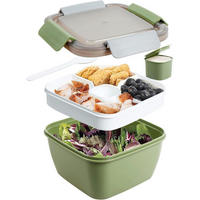 BENTO Box 3 Fächer 1500 ML Armeegrün - Olivgrün, Kunststoff (17/9.6/17cm)