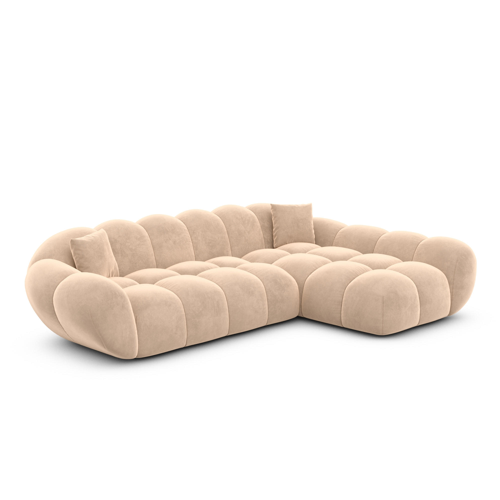 ECKSOFA Liva Beige Samtstoff L-Form Rechts - Beige, Textil (160/265cm) - VAROYAL