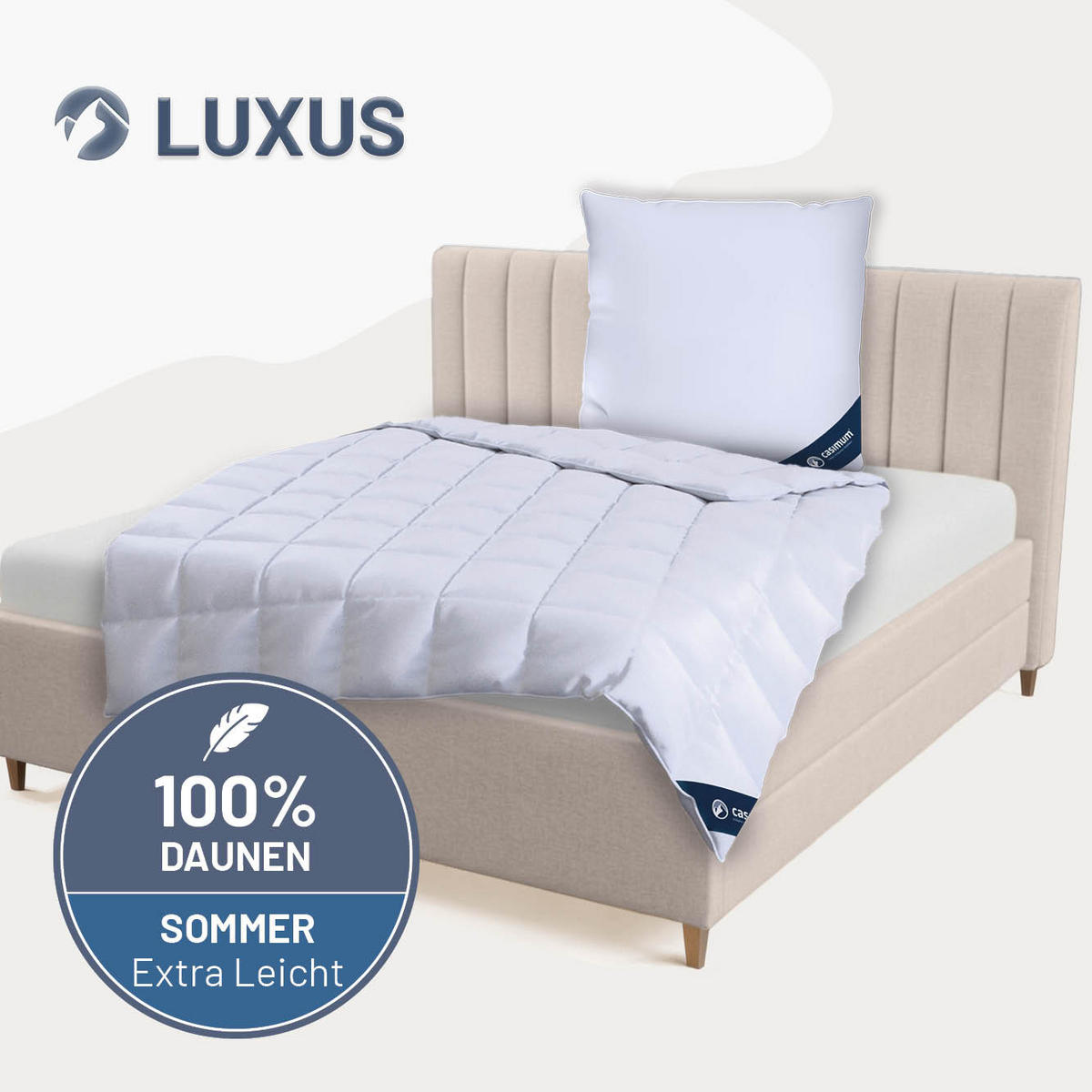 DAUNENDECKE 200x200 Extra Leicht, LUXUS Sommerdecke 100% Daune - Weiß, Textil (200/200cm) - casimum