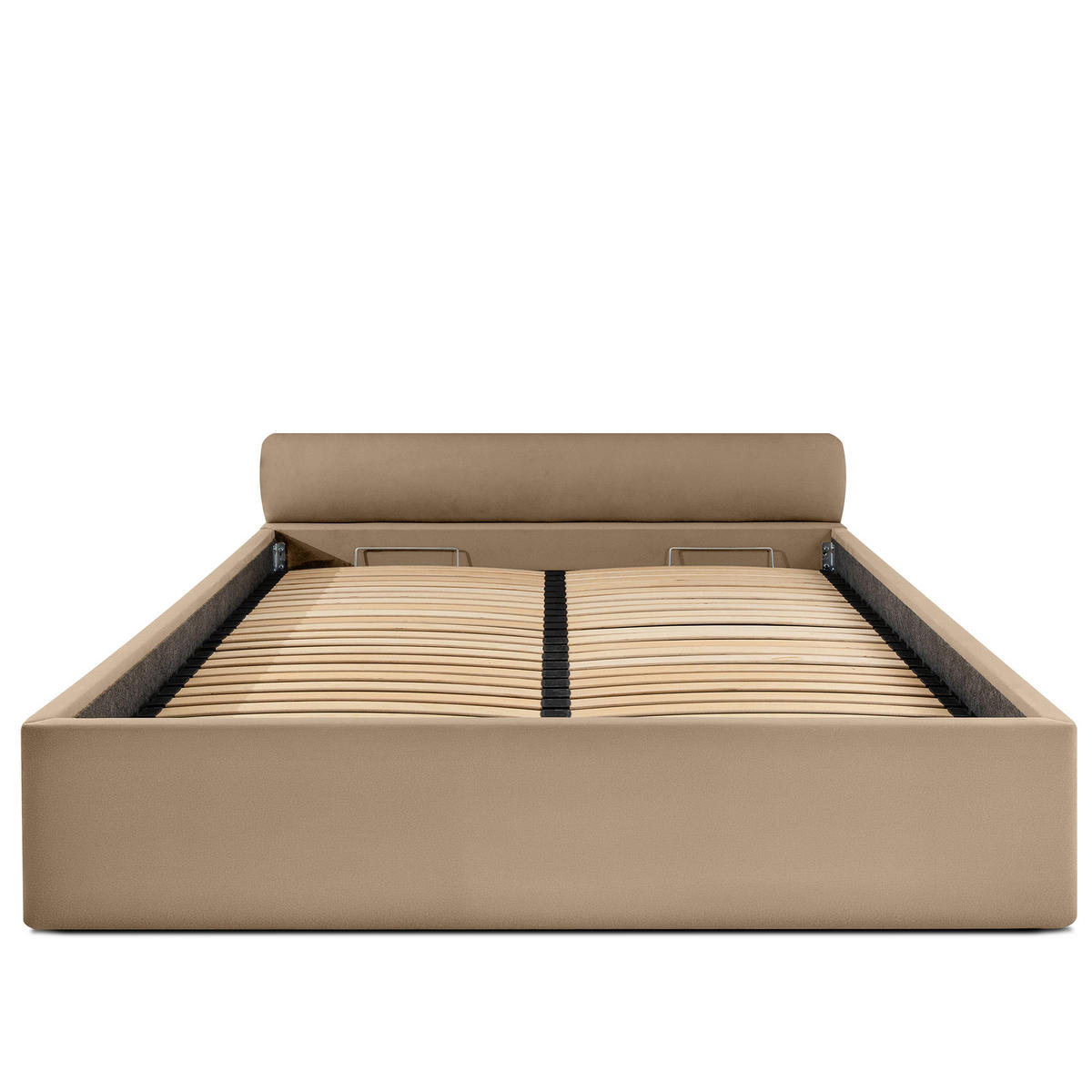 POLSTERBETT LUNEO - Beige/Schwarz, Holz/Holzwerkstoff (182/204cm) - KONSIMO®