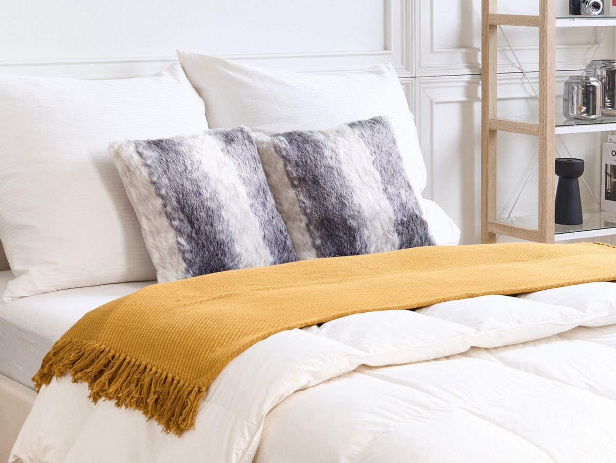 DEKOKISSEN 2er-Set Dunkelbraun 45/45 cm Hordeum - Dunkelbraun, Kunststoff/Textil (45/45cm) - Beliani