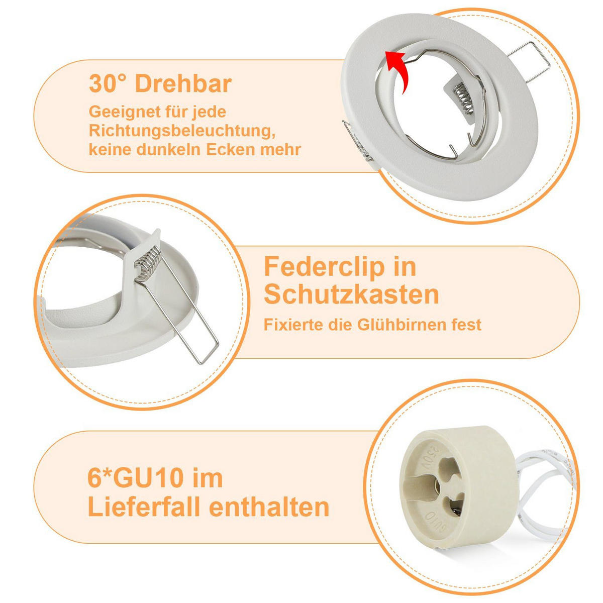 ZAPUŠTĚNÉ bodové svítidlo Adorf II 9/9/3 cm (sada 6 ks) - bílá, kov (9/9/3cm) - Nettlife