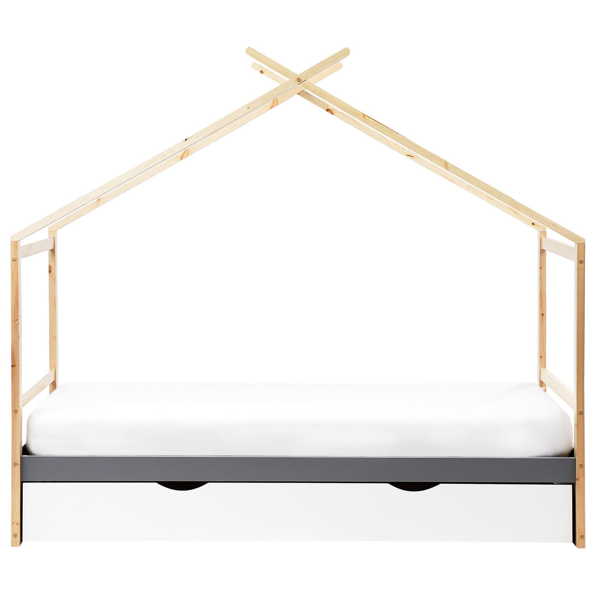 KINDERBETT 90x200 cm Grau Orgeval - Grau, Holz (90/200cm) - Beliani