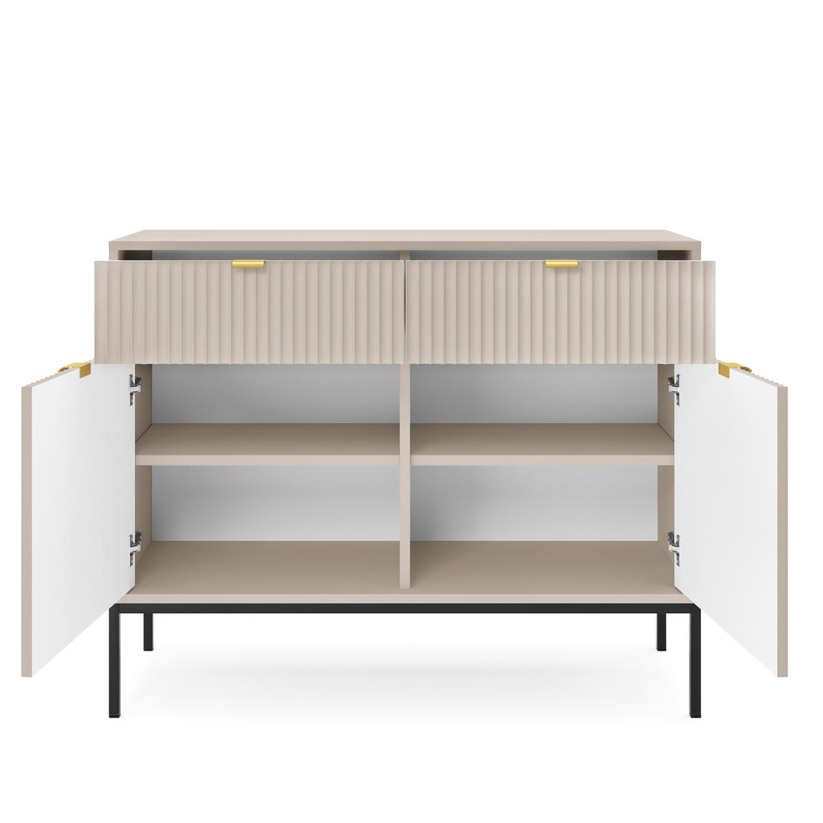 SIDEBOARD STELLARE 104/83/39cm mit 2 Schubladen 2 Türen Kaschmir - Kaschmir/Goldfarben, Holzwerkstoff (104/83/39cm) - MASSENO