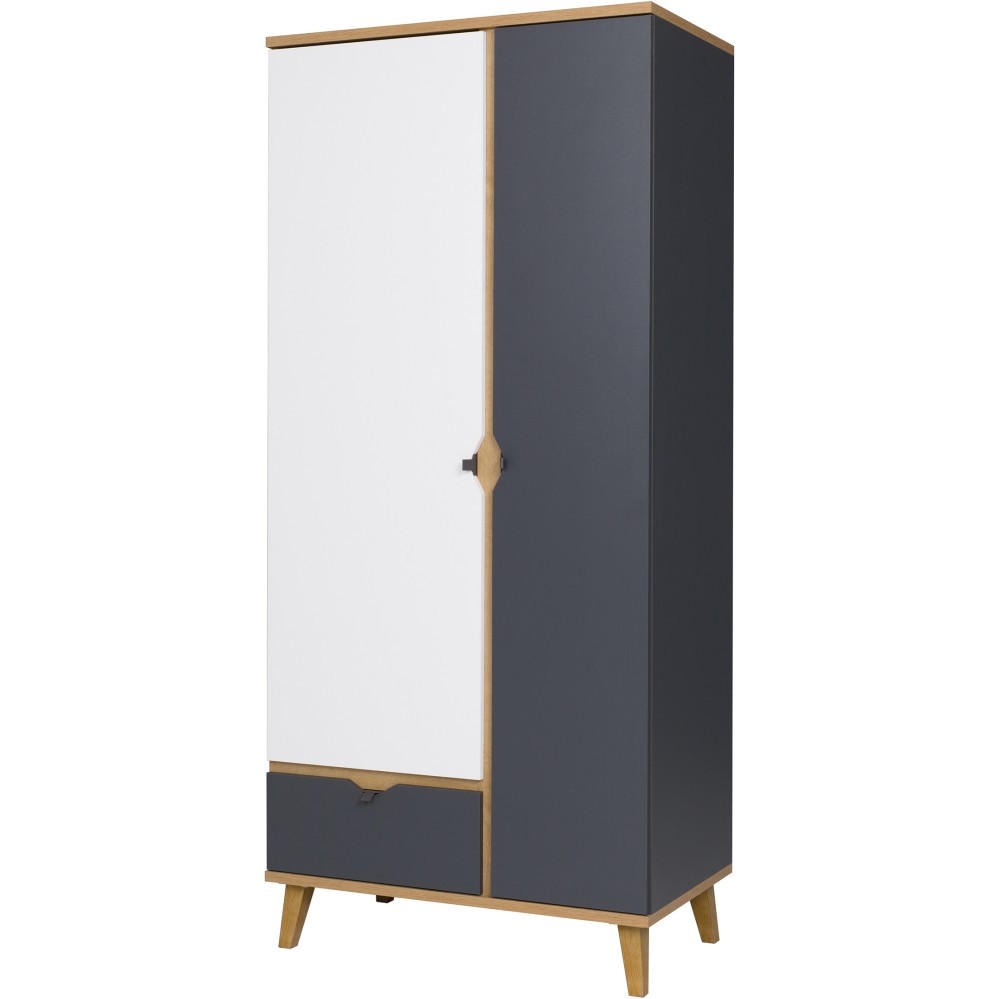 Beautysofa Drehtürenschrank Eiche, Weiß, Graphit 90x200x52 cm