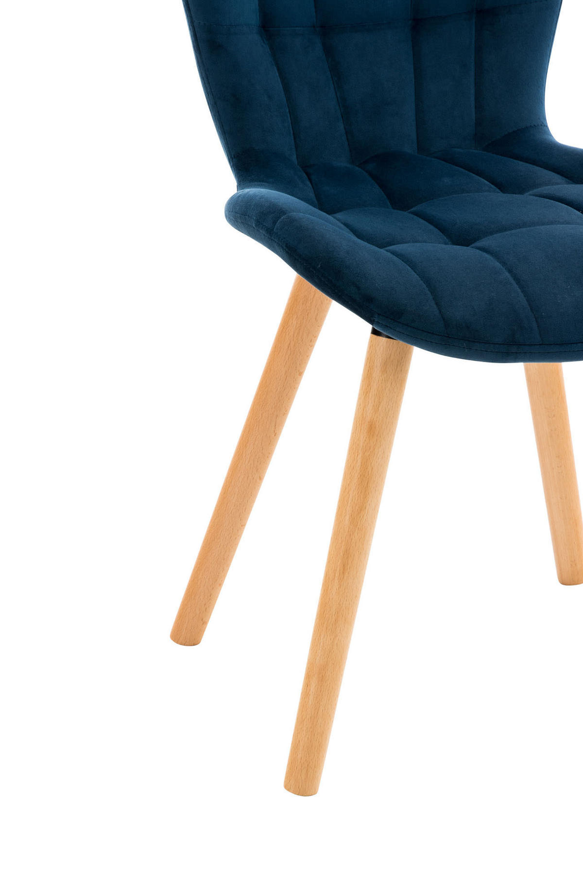 STUHL Samt blau - Blau/Eukalyptusholzfarben, Holz/Textil (50/88/63cm) - CLP