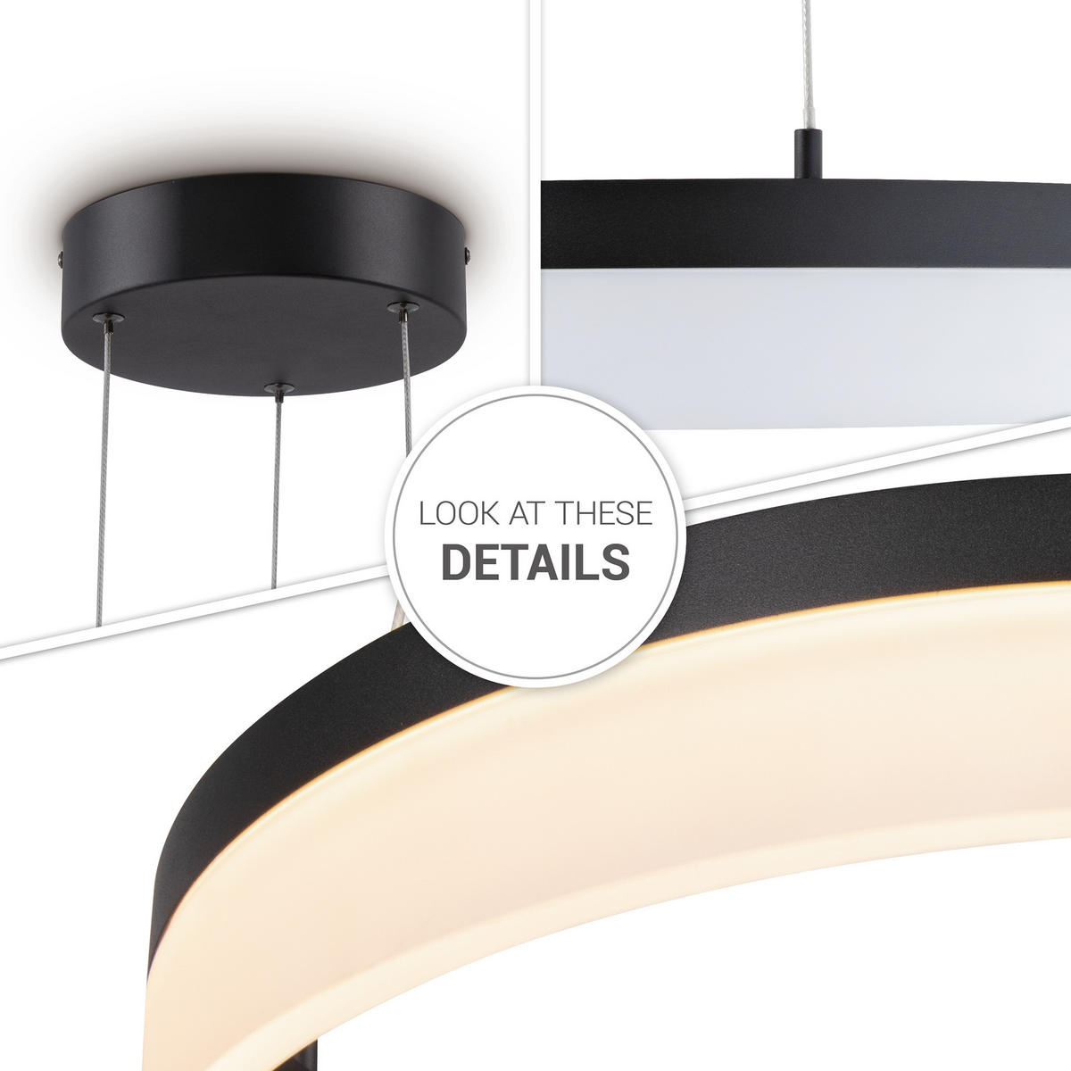 PENDELLEUCHTE Ella - Schwarz, Metall (40/40/8.4cm) - Paco Home