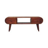 MEDIENANLAGE TV-Lowboard, 2 Schubladen, 1 offenes Fach, Nordische Beine, braun - Kastanienfarben/Messingfarben, Holz/Metall (100/38/30cm) - Artisan Furniture