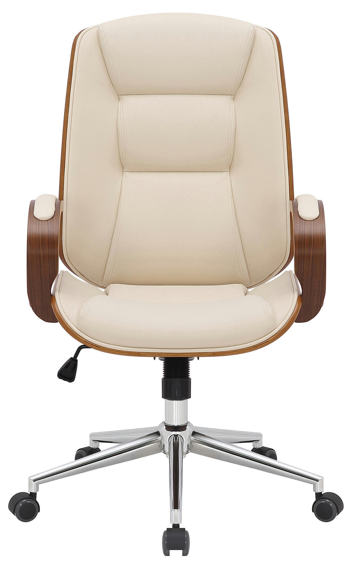 DREHSTUHL Lederlook walnuss/creme - Chromfarben/Walnussfarben, Textil/Metall (60/102/68cm) - CLP