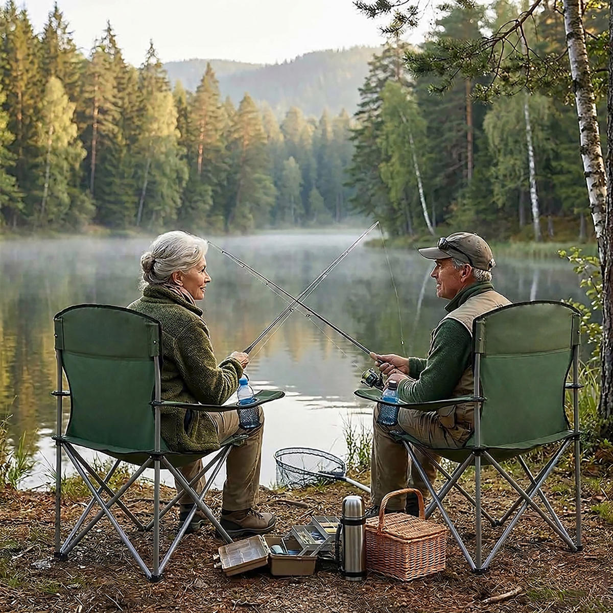 2XSKLÁDACÍ židle - tmavě zelená, kov/textil (81/97/54cm) - Relaxdays