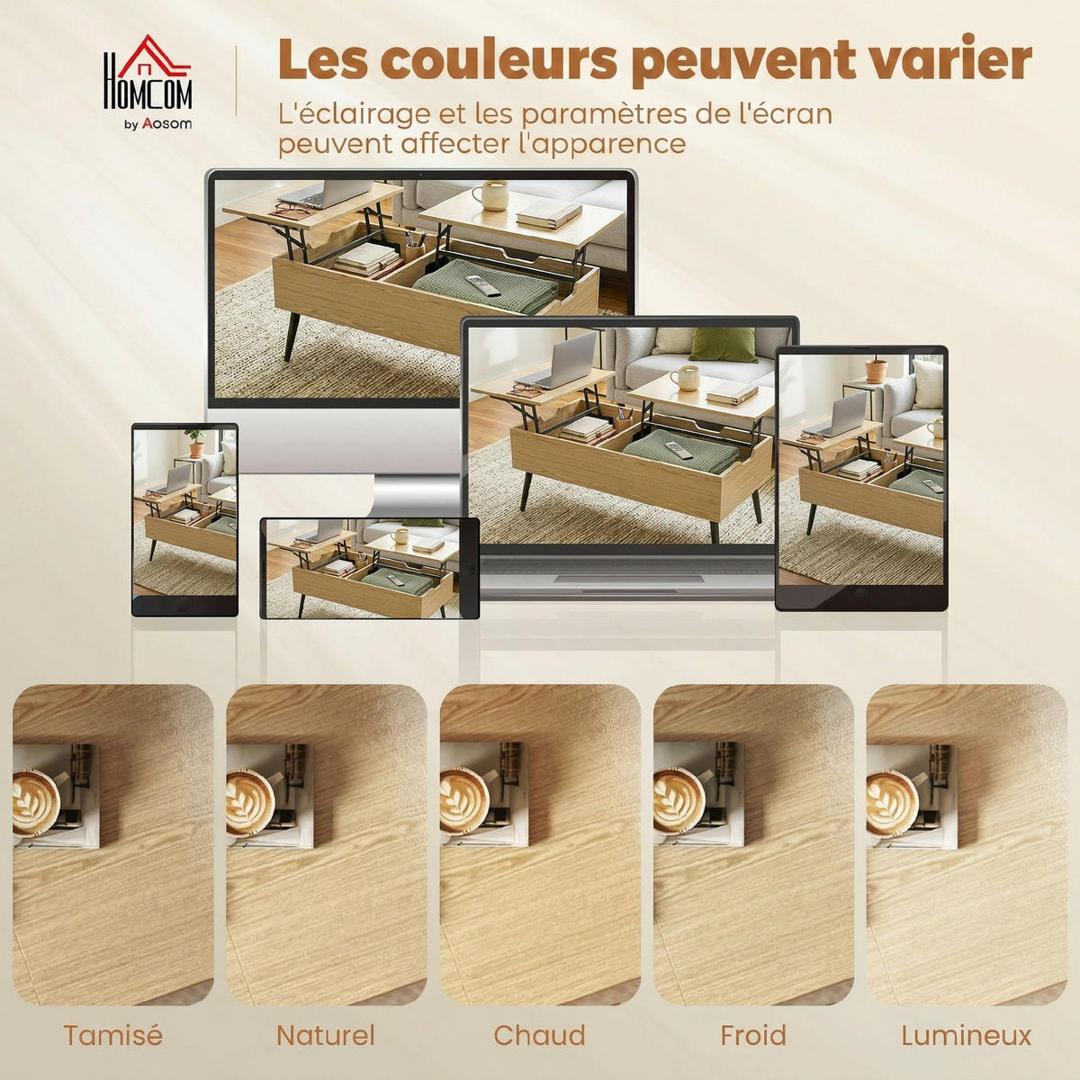 COUCHTISCH DE-15837 2 klappbare Platten Naturholz - Naturfarben, Holzwerkstoff (100/50/58cm) - ComfortXL