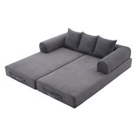 SOFA 200/94/67 cm aus Cord mit Metallgestell und 3 Kissen Dunkelgrau - Dunkelgrau, Textil (94/67/200cm) - Modenvie
