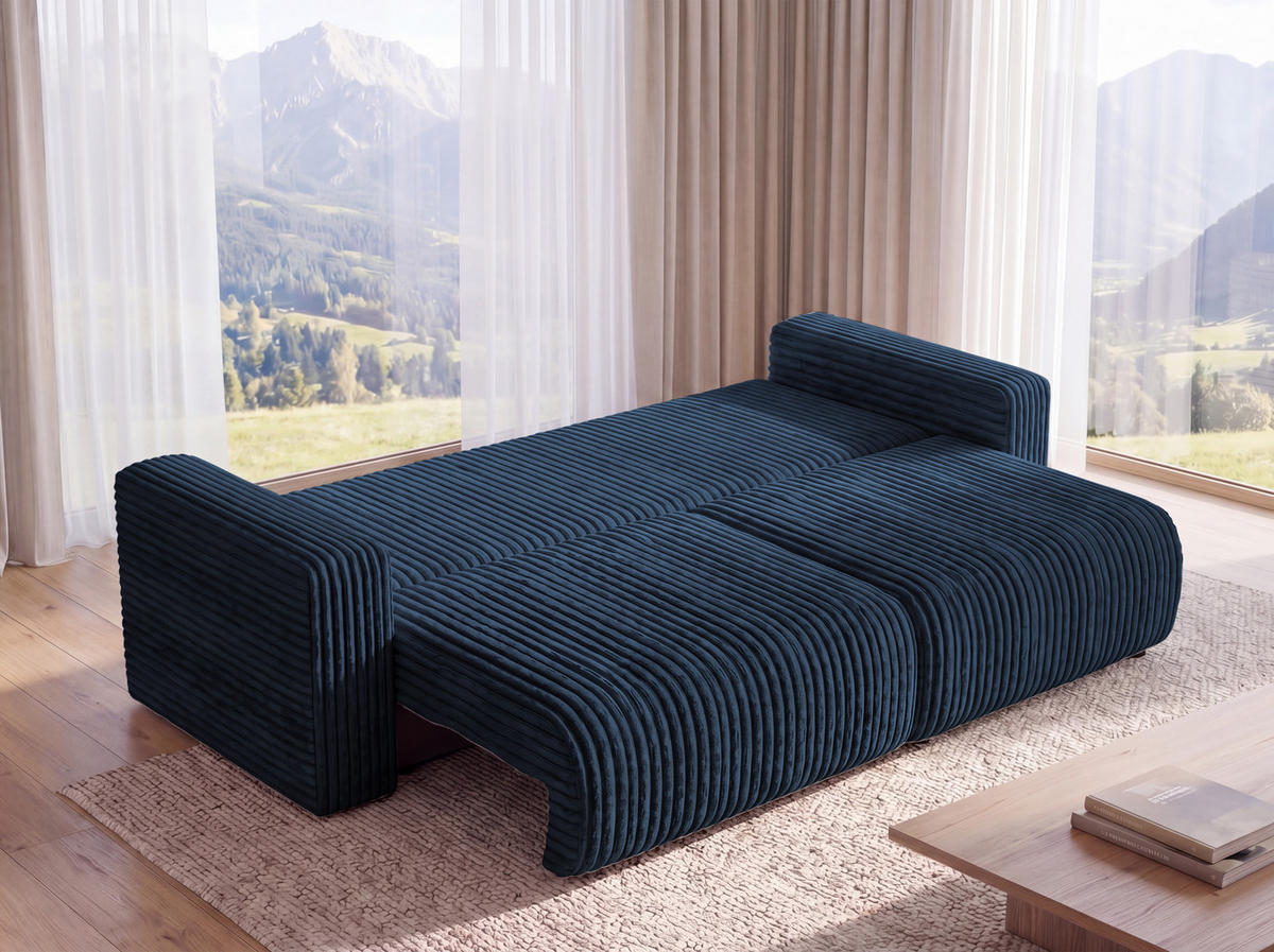 SOFA Kola mit Bettkasten und Schlaffunktion, Cordstoff - Rostfarben, Holzwerkstoff (244/85/95cm) - 4ALL HOME