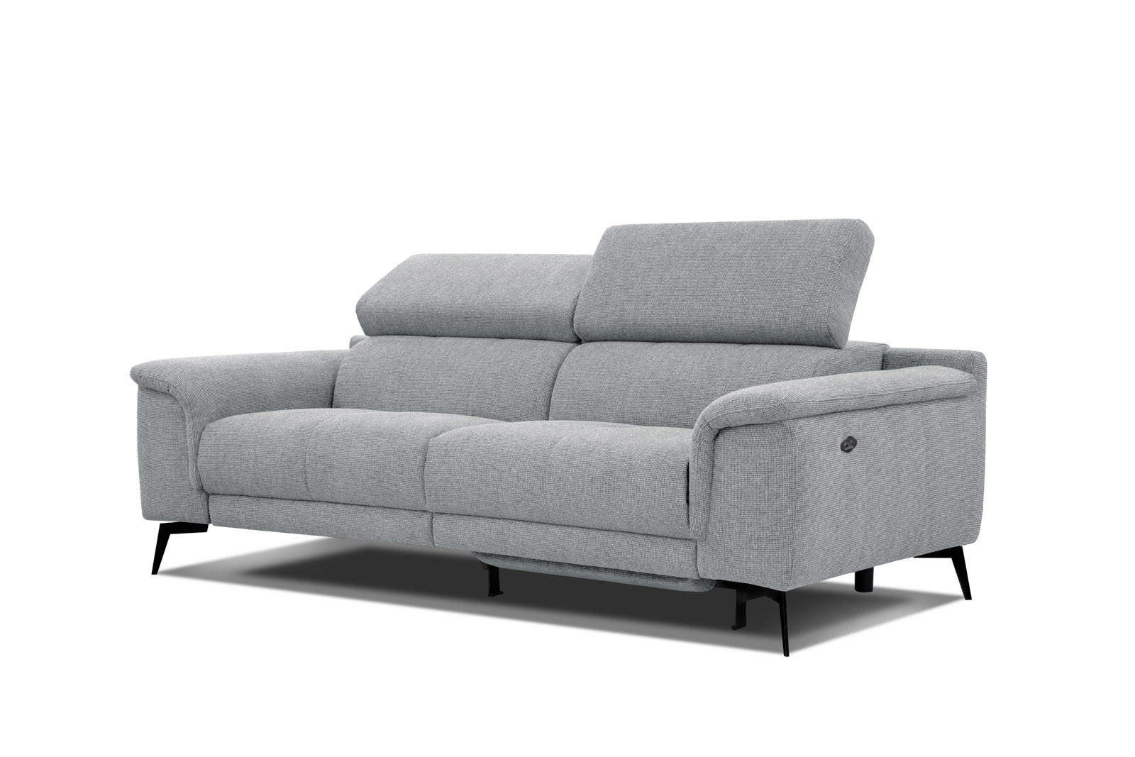 RELAXSOFA FIERO 3-Sitzer mit 1 Relaxfunktion, silberfarben - Silberfarben/Schwarz, Holzwerkstoff/Textil (212/82/103cm) - Courtois Laville