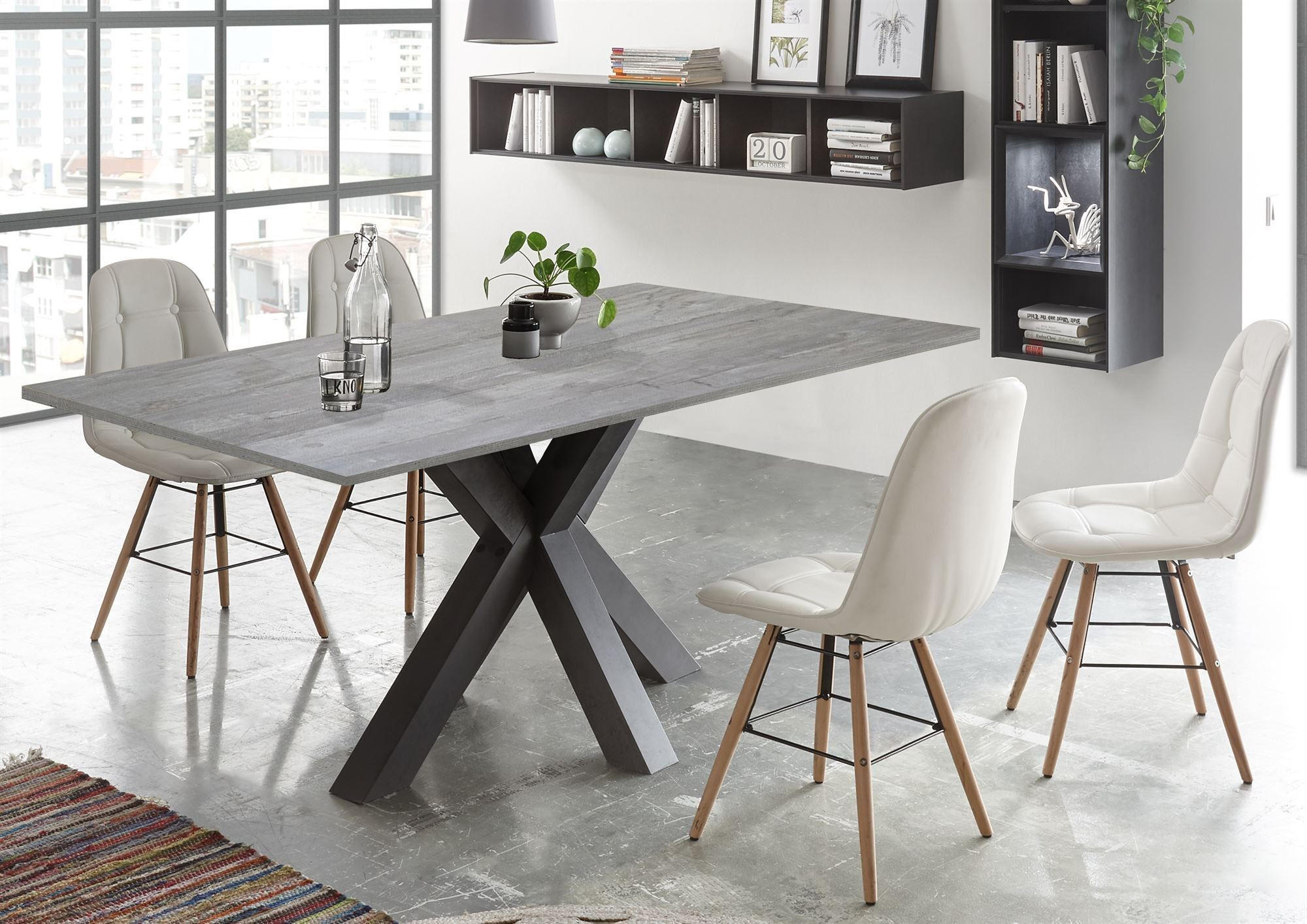ESSTISCH Ela 2 200 x 100 x 75 Graphit/Beton - Hellgrau/Graphitfarben, Holzwerkstoff (200/100/75cm) - 58aufmkessel