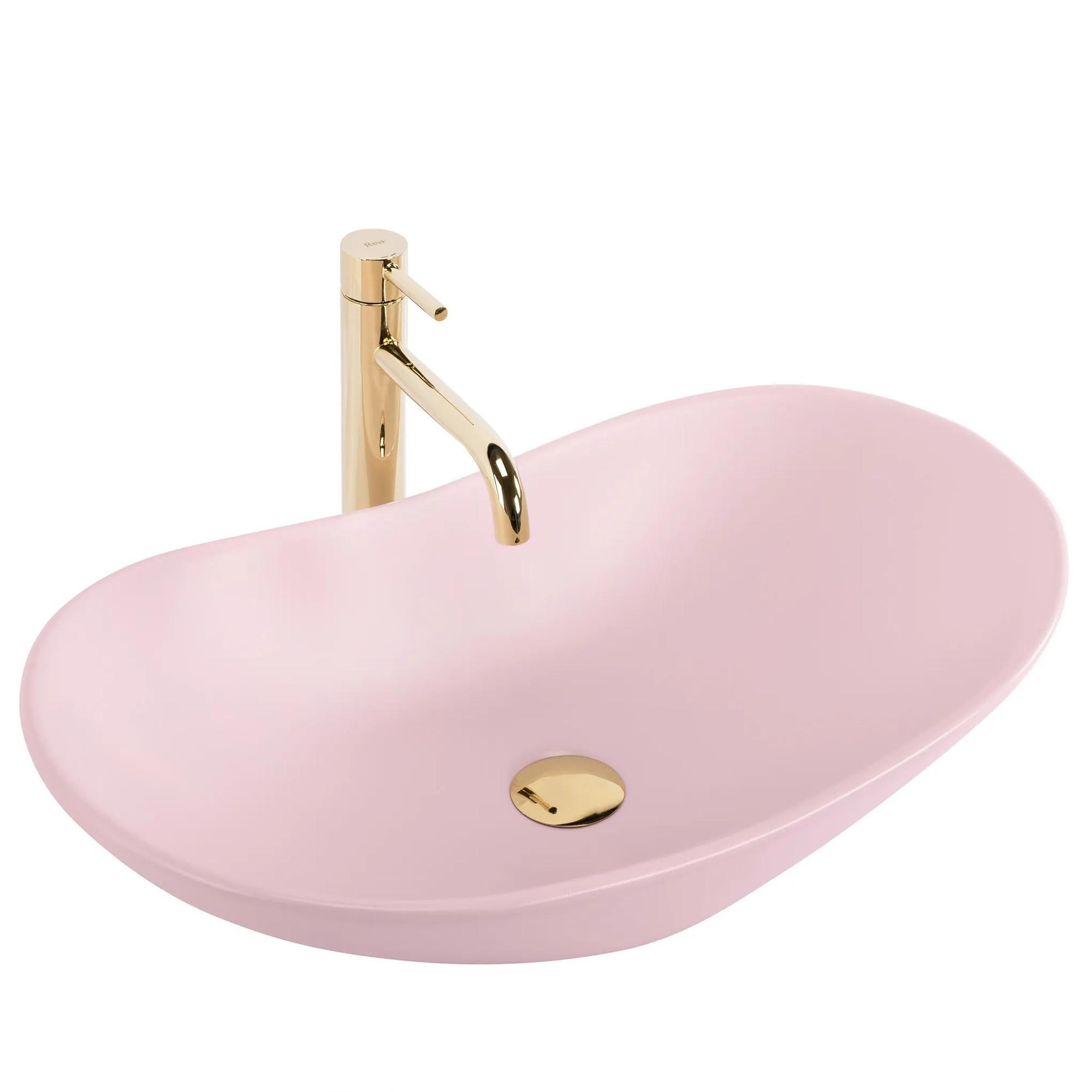 AUFSATZWASCHBECKEN Rea Royal Powder Pink Matt - Pink, Keramik (35.5/15.5/61.5cm) - REA