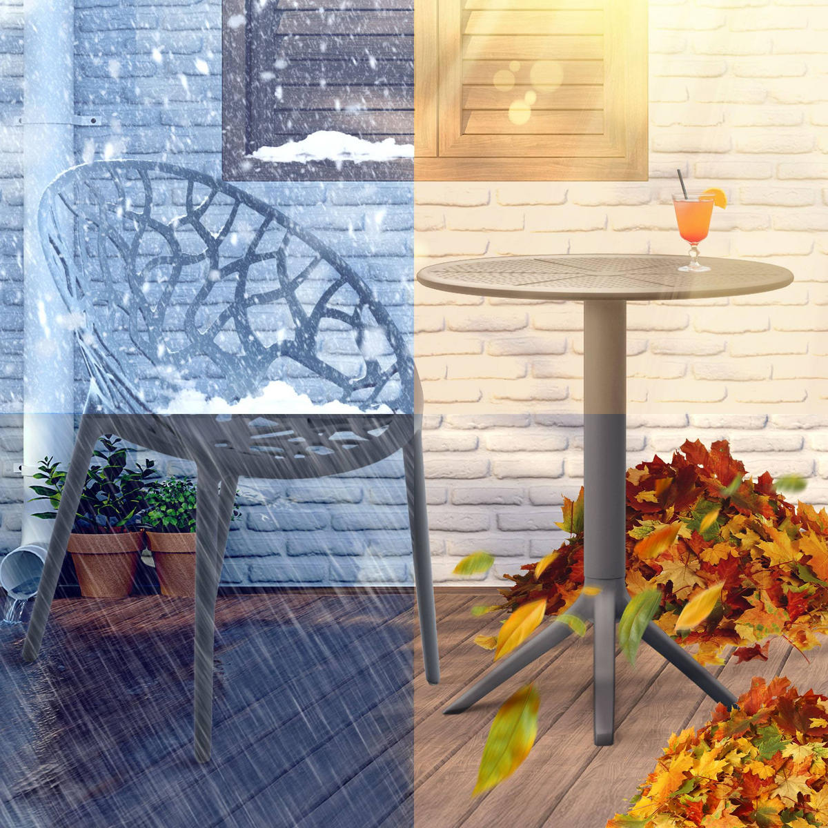 GARTENSITZGRUPPE Kunststoff Anthrazit - Anthrazit, Kunststoff - CLP