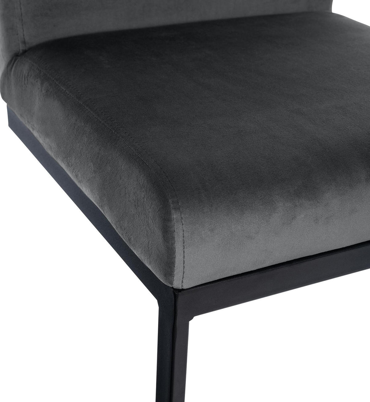 BARHOCKER Samt Dunkelgrau - Dunkelgrau/Schwarz, Textil/Metall (43/104/53cm) - CLP