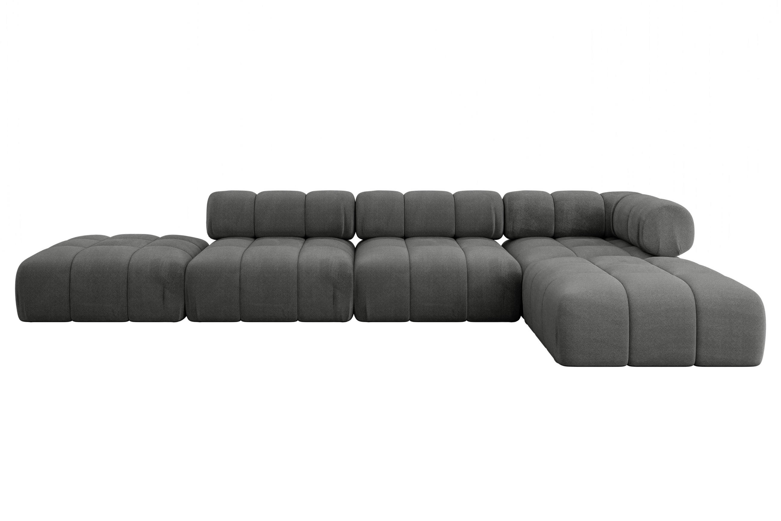 ECKSOFA modulares Sofa Kerru-L2 - 380x190x70 cm Dunkelgrau Velours - Dunkelgrau, Holzwerkstoff/Textil (380/190cm) - ALTDECOR