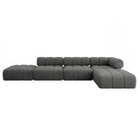 ECKSOFA modulares Sofa Kerru-L2 - 380x190x70 cm Dunkelgrau Velours - Dunkelgrau, Holzwerkstoff/Textil (380/190cm) - ALTDECOR