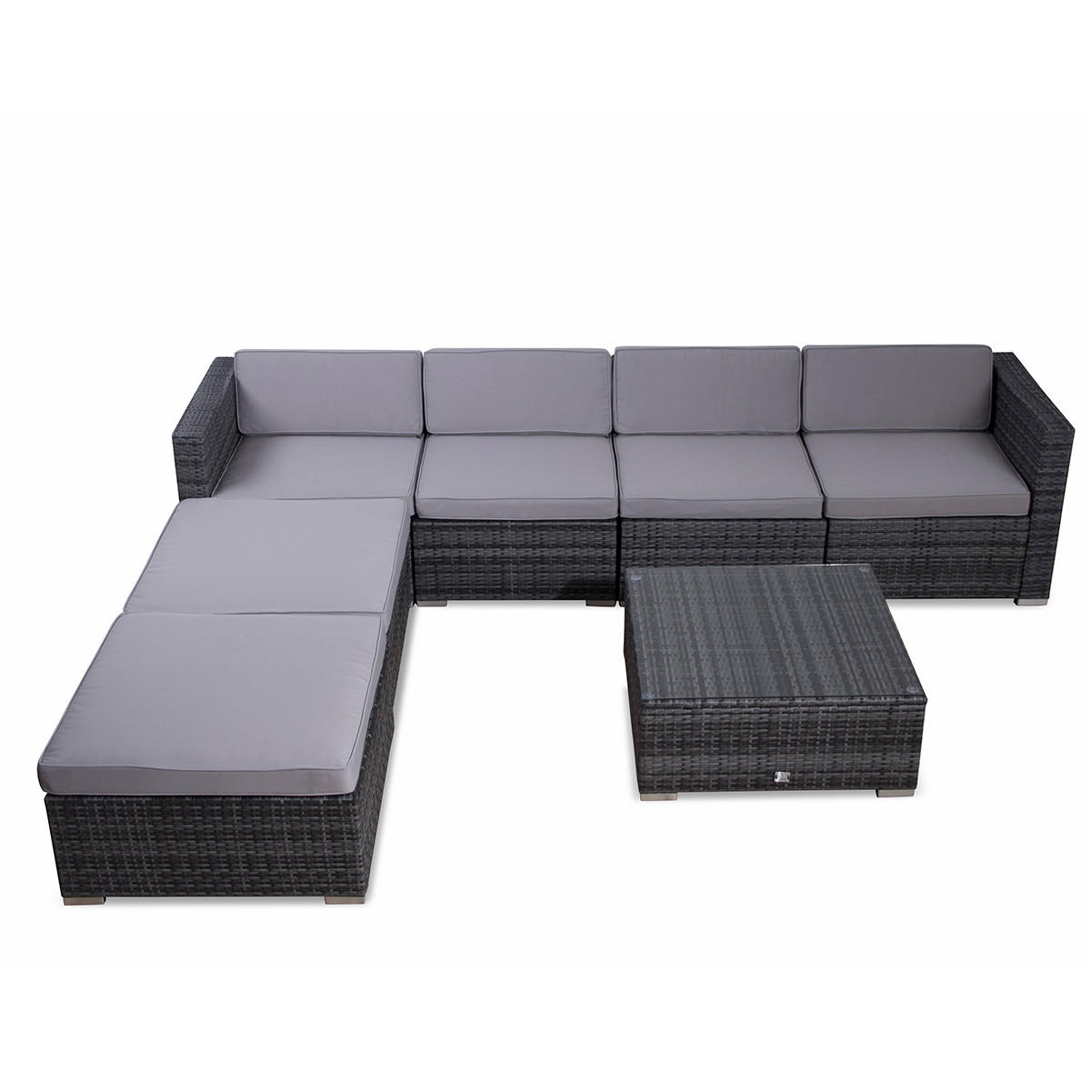 GARTENLOUNGE LUGANO XL Grau - Grau, Kunststoff - SVITA