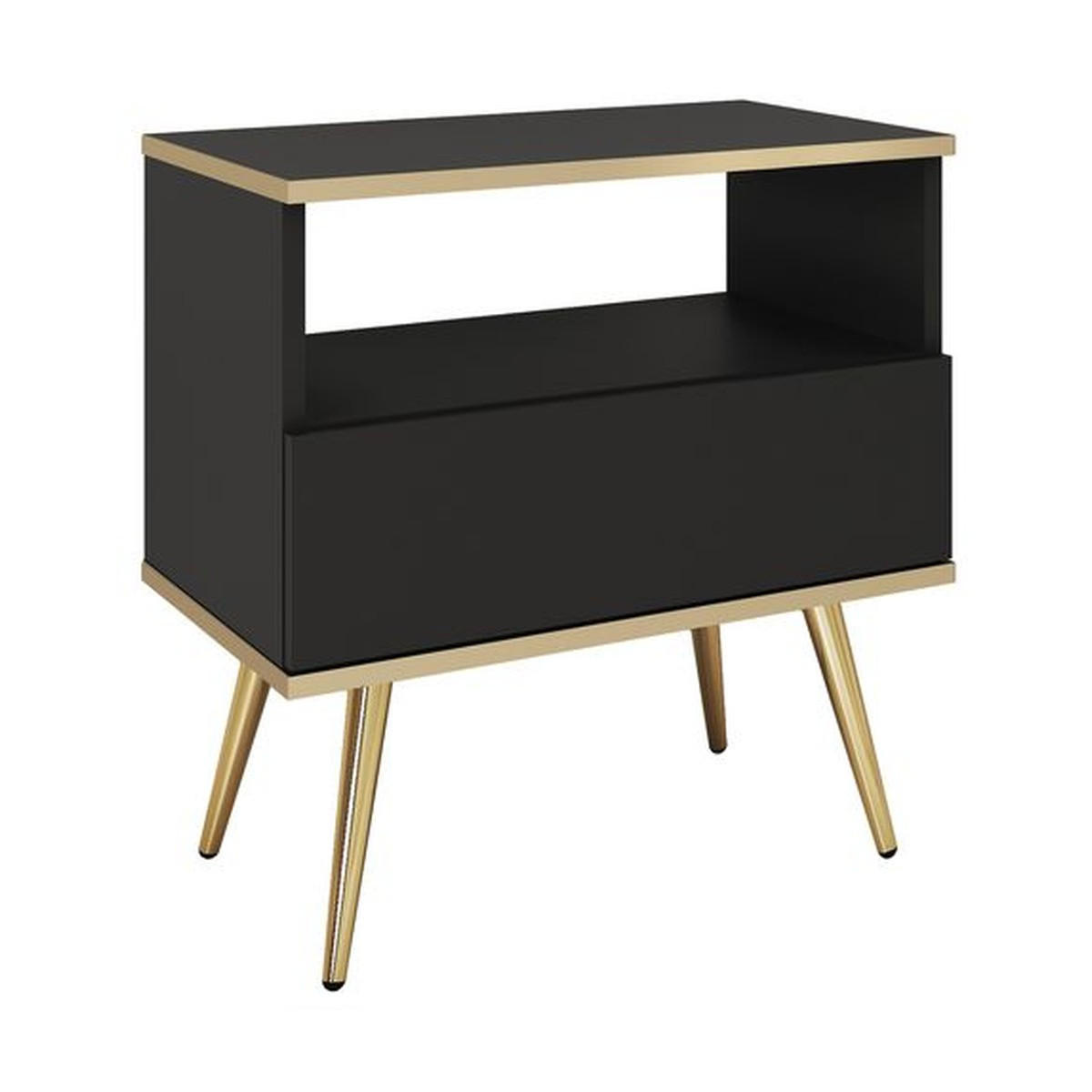 NACHTTISCH – S54 – 54 cm – Oro System – Schwarz - Schwarz, Holzwerkstoff (54/59/39cm) - hi-markt