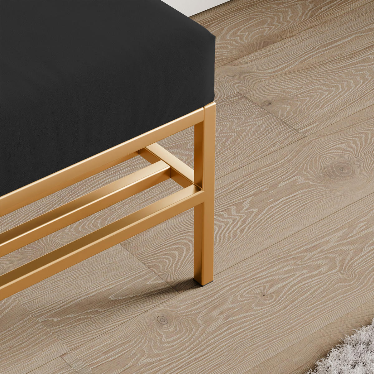 POLSTERBANK STEP 80 cm Gold / Schwarz ,Metallgestell - Schwarz, Metall (80/45/35cm) - Idohome