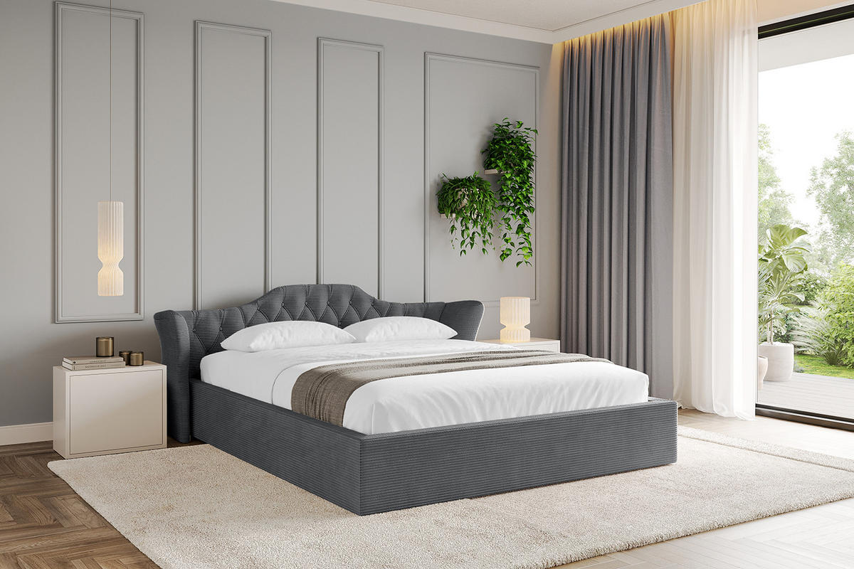 POLSTERBETT mit Bettkasten und Lattenrost, Boxbett ohne Matratze - ZORAN-V1 180x200 Dunkelgrau - Anthrazit, Holzwerkstoff/Textil (180/200cm) - ALTDECOR
