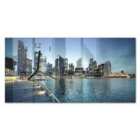 WANDUHR 60x30 cm - Segelboot - Blau, Glas (60/30/0.4cm) - TULUP