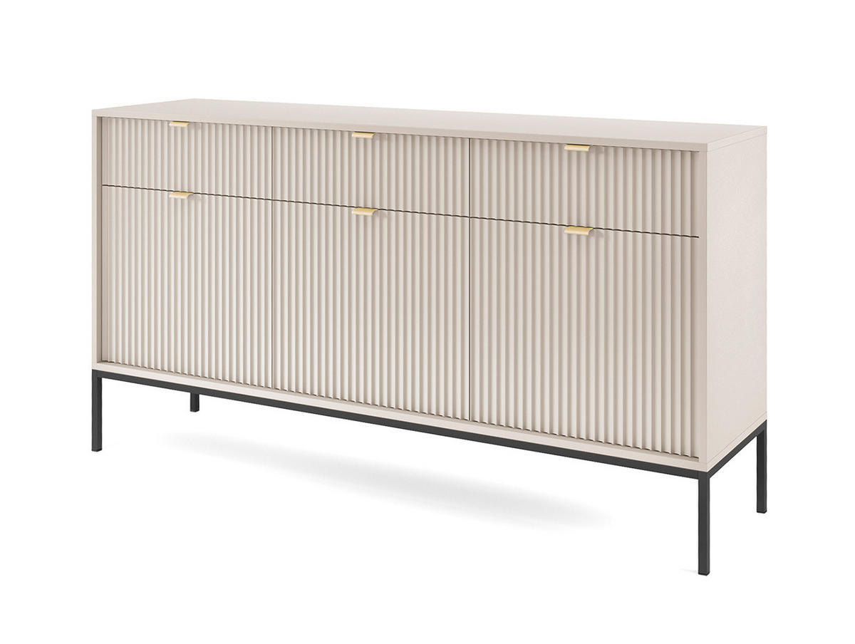 SIDEBOARD Nova Kaschmir / Schwarz 154 / 39 / 83cm - Kaschmir/Schwarz, Holz/Holzwerkstoff (154/83/39cm) - Feldmann-Wohnen
