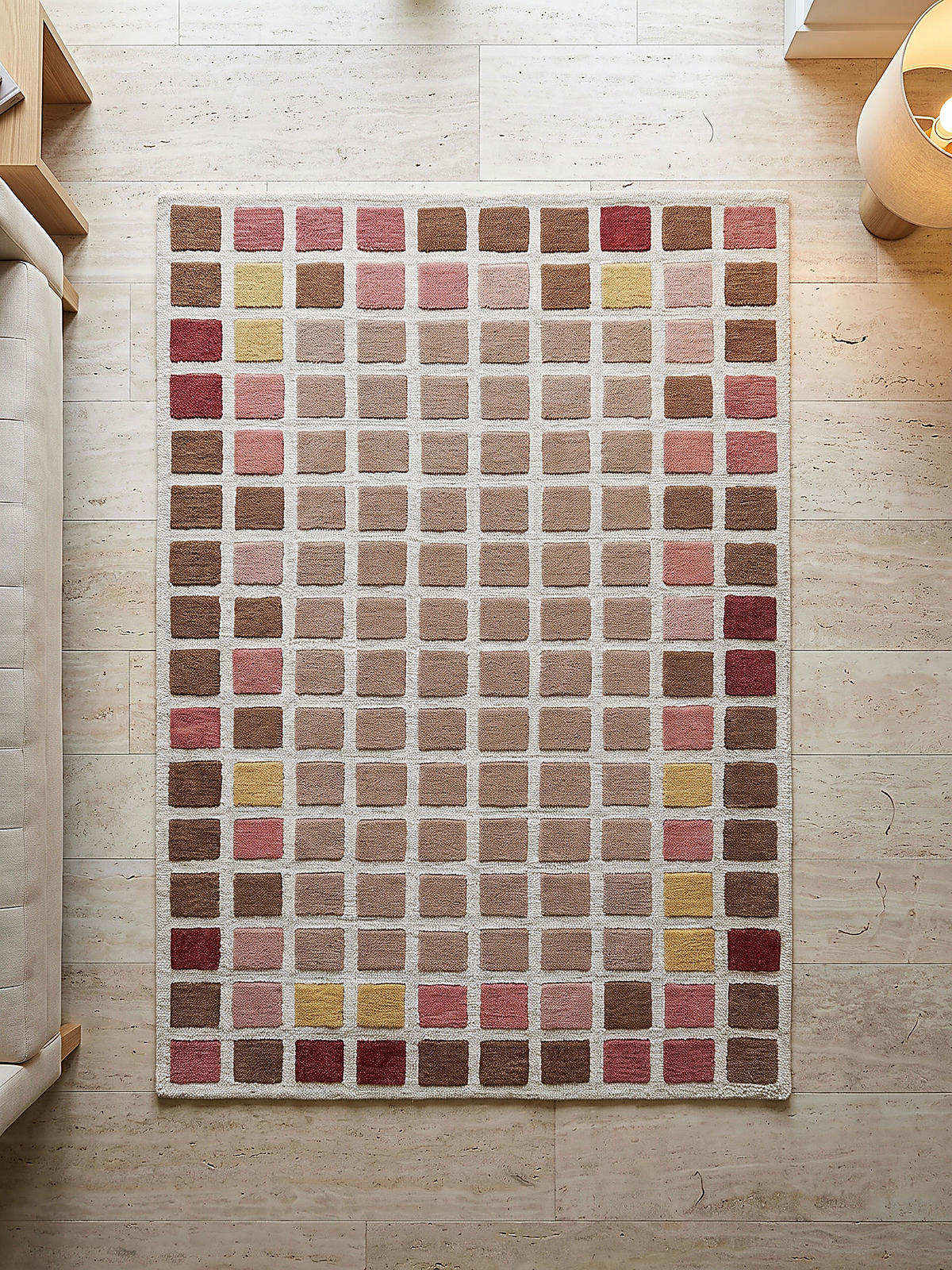 TEPPICH aus Wolle, handgetuftet, HAMPS, in Rosa, Quadratraster, 160 x 230 cm - Rosa, Textil (160/230cm) - KADIMA DESIGN