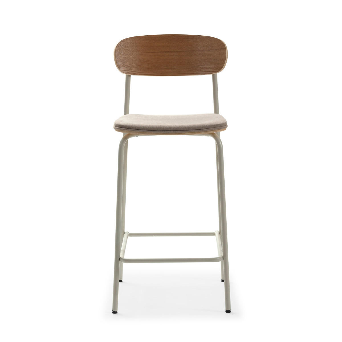 BARHOCKER (Set aus 2) aus Stoff mit schwarzen Metallbeinen - adriana 42/48/66 cm - Beige, Textil (48/66/42cm) - Calicosy