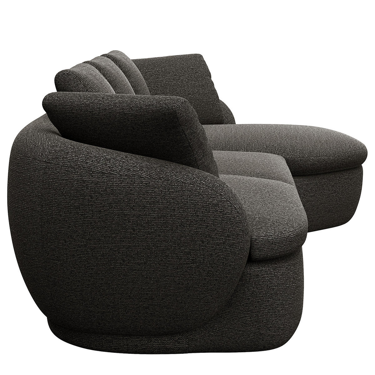 ECKSOFA mit Longchair - Anthrazit/Schwarz, Kunststoff/Textil (276/146cm) - home24