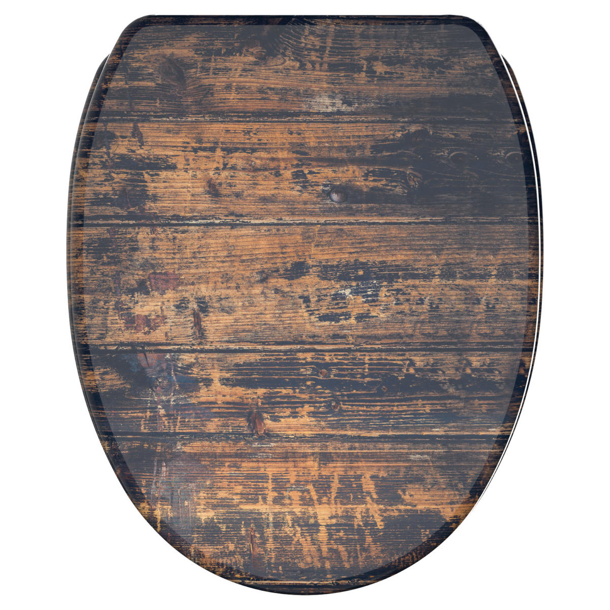 WC-SITZ mit Absenkautomatik & Top Fix Vintage - Braun, Holzwerkstoff (37.7/5.5/48cm) - Sanilo