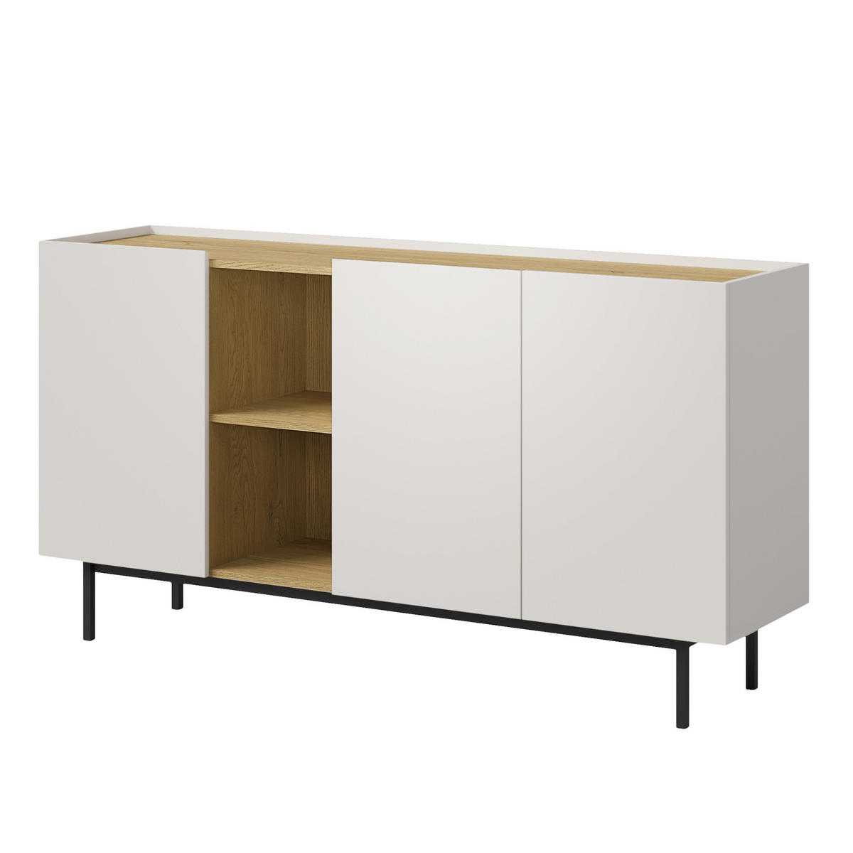 KOMMODE mit Klapptüren Noel 3D 165 Kaschmir / Cremona-Eiche - Kaschmir/Eichefarben, Holzwerkstoff/Metall (164/87/42cm) - mzm24